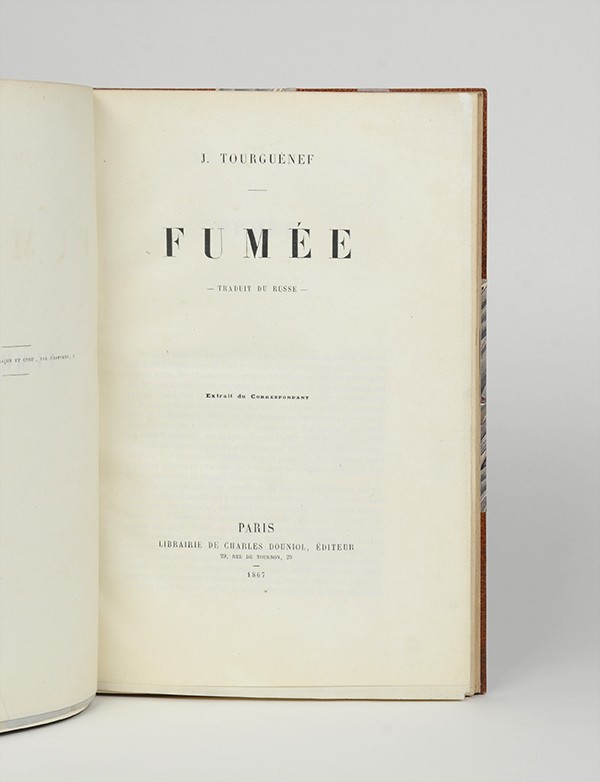TOURGUENEF Ivan Fumée Charles Douniol 1867 rare édition originale française reliure de Duhayon 