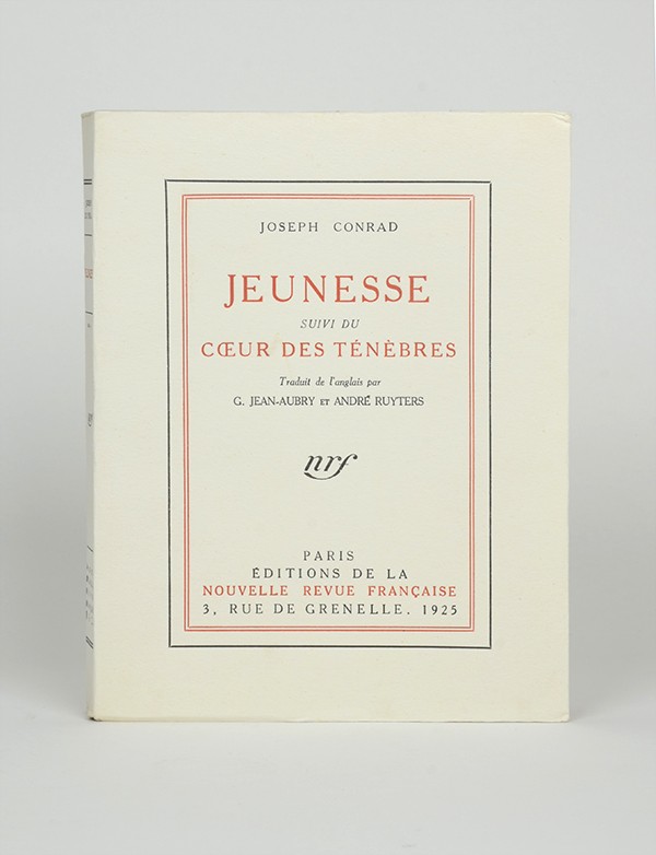 CONRAD Joseph Jeunesse Cœur des ténèbres Nouvelle Revue Française 1925 édition originale française vergé pur fil grand papier br