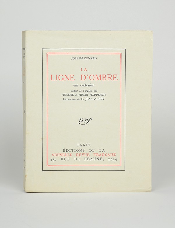 CONRAD Joseph La Ligne d'ombre Nouvelle Revue Française 1929 édition originale française vergé Lafuma Navarre grand papier broch