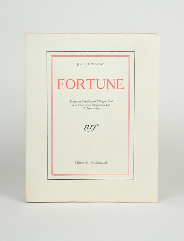 CONRAD Joseph Fortune Librairie Gallimard 1933 édition originale française vergé pur fil grand papier broché