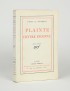 DRIEU LA ROCHELLE Pierre Plainte contre inconnu Nouvelle Revue française 1924 édition originale envoi à Jean Schlumberger