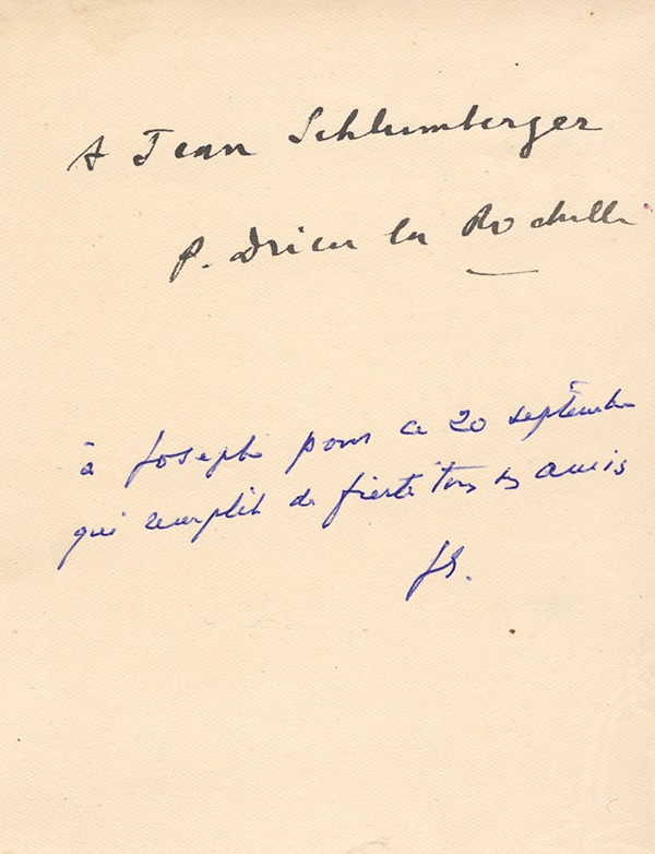 DRIEU LA ROCHELLE Pierre Blèche Nouvelle Revue française 1928 édition originale vélin pur fil envoi à Jean Schlumberger