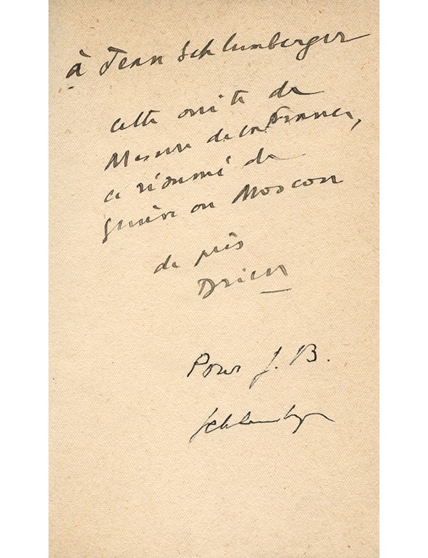 DRIEU LA ROCHELLE Pierre l’Europe contre les patries Gallimard 1931 édition originale envoi autographe signé à Jean Schlumberger