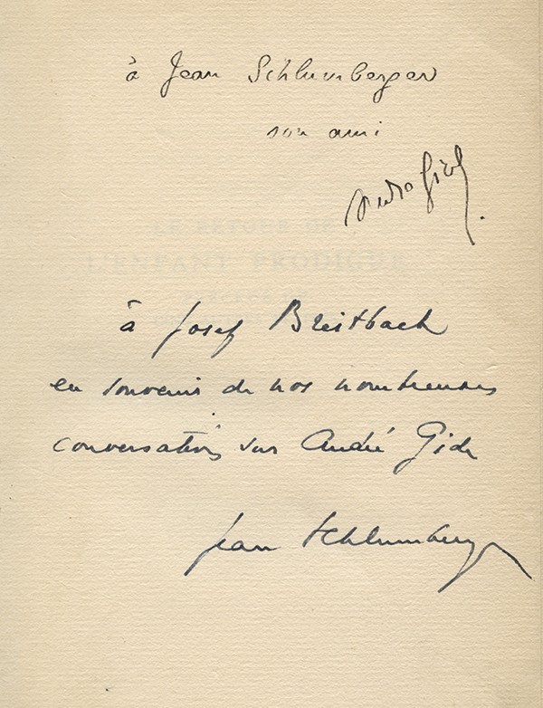 GIDE André Retour de l'enfant prodigue Nouvelle Revue française 1912 édition collective envoi autographe signé Jean Schlumberger