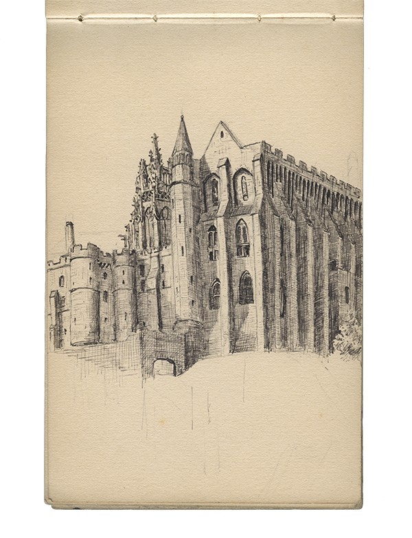 SCHLUMBERGER Jean Carnet de douze dessins originaux datant de 1893 1895 à la plume et au crayon Mont Saint Michel Dinan