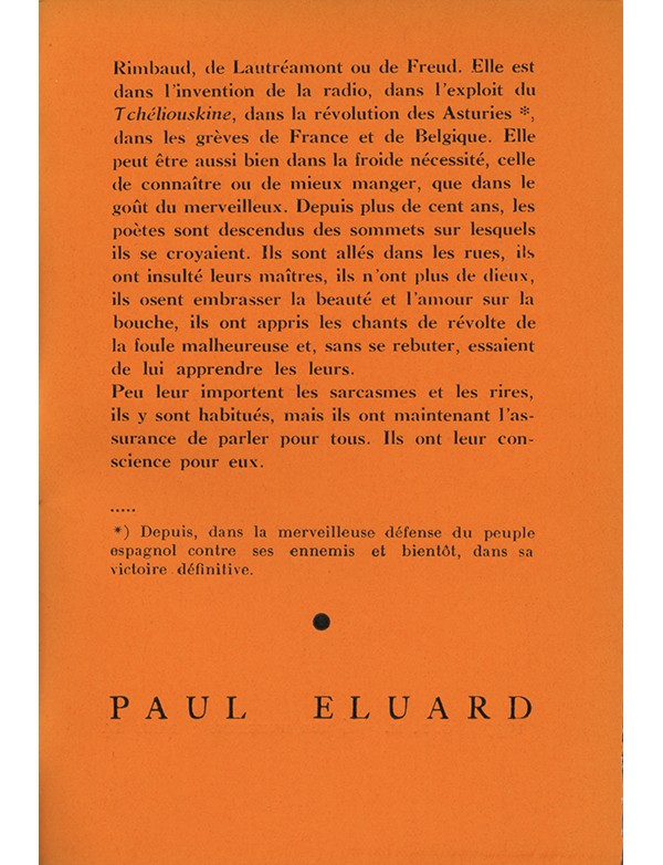 ELUARD Paul L'Evidence poétique GLM Habitude de la poésie 1937 édition originale sur papier bicolore orange et jaune paille